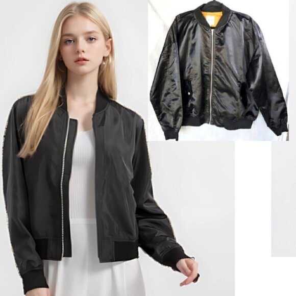 Lightweight Black Women's Bomber Jacket Various Sizes New With Tags - Picture 1 of 7